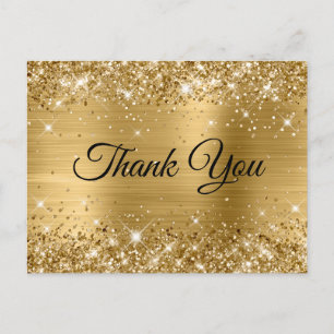 Postal Glittery Gold Foil Cumpleaños 30 Agradecimiento