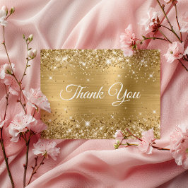 Postal Glittery Gold Foil Gracias por Cumpleaños 90