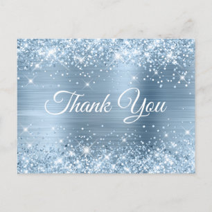 Postal Glittery Light Blue Foil Gracias Dulces 16