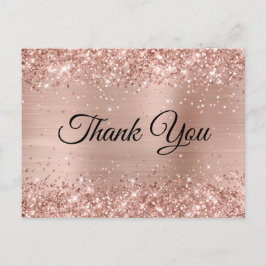 Postal Glittery Light Rose Gold Foil Gracias