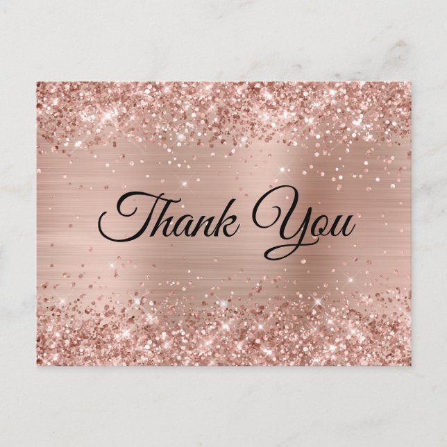 Postal Glittery Light Rose Gold Foil Gracias (Anverso)