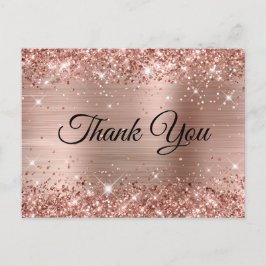 Postal Glittery Rose Gold Foil Cumpleaños 60 Gracias