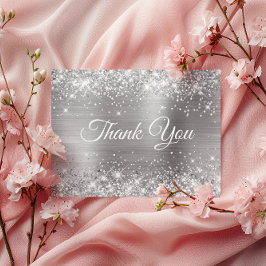 Postal Glittery Silver Foil Cumpleaños 50 Gracias