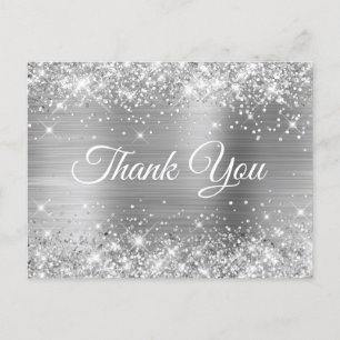 Postal Glittery Silver Foil Gracias Sweet 16