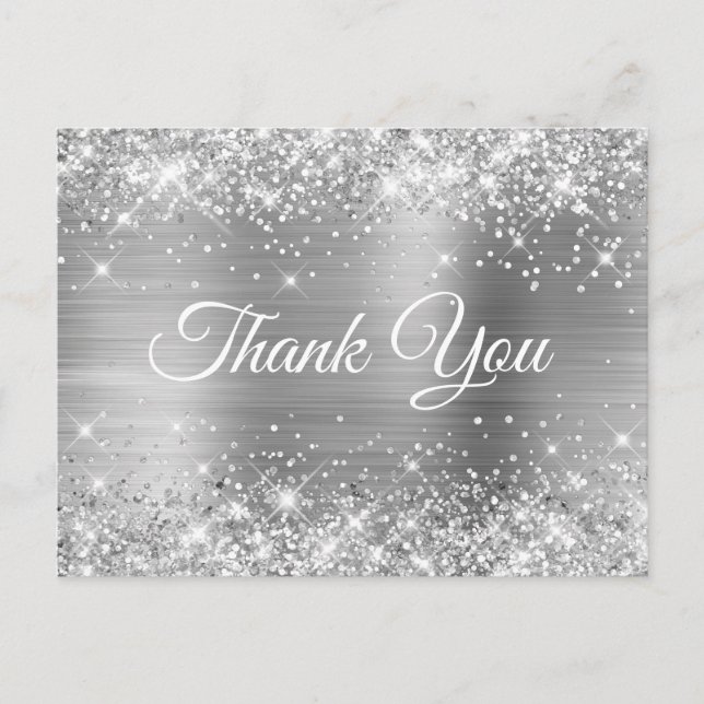 Postal Glittery Silver Foil Gracias Sweet 16 (Anverso)