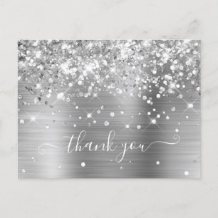 Postal Glittery Silver Foil Moderno Gracias Chica