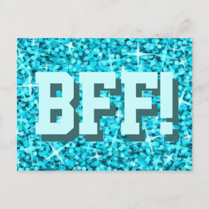 Postal Glitz Blue 'BFF!'