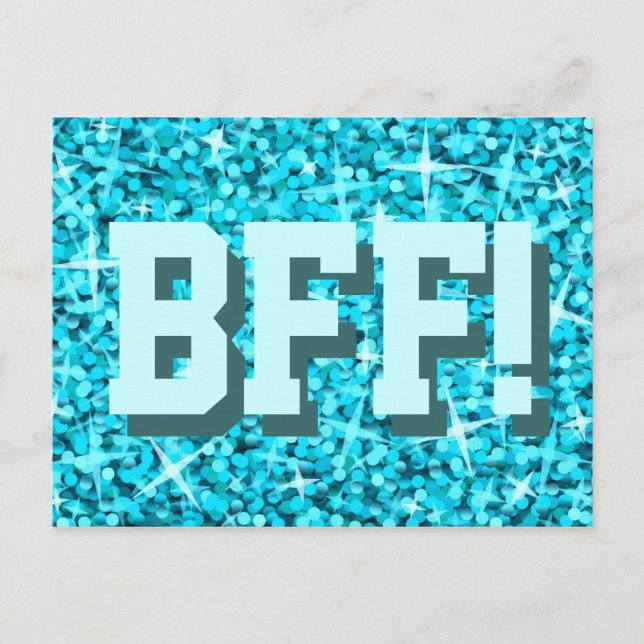 Postal Glitz Blue 'BFF!' (Anverso)