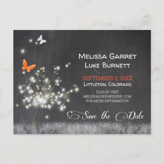 Postal Glitzy Dandelion Chalkboard Wedding Save the Date