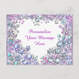 Postal Glitzy Heart Gems Mensaje Personalizado