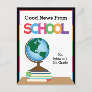 Postal Globe & Books   Buenas noticias desde la escuela