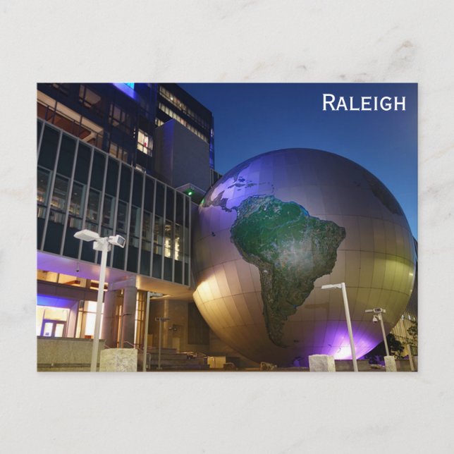 Postal Globe del Museo Raleigh de Carolina del Norte (Anverso)