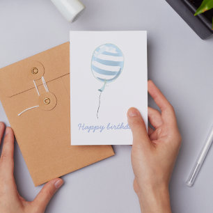 Postal Globo a rayas azules lindo - Cumpleaños de niños