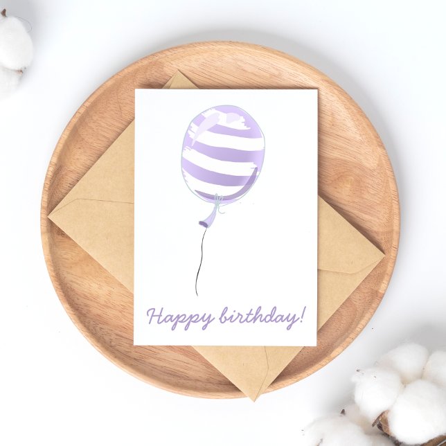 Postal Globo a rayas púrpura lindo - niños Cumpleaños (Subido por el creador)