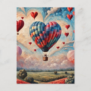 Postal Globo aerostático con forma de corazón