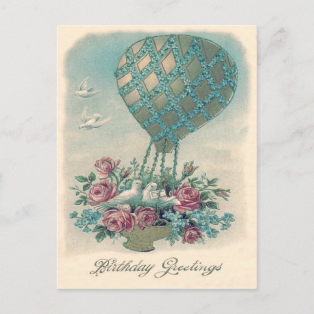 Postal Globo aerostático de Dove Rosa Nomeolvides (Anverso)