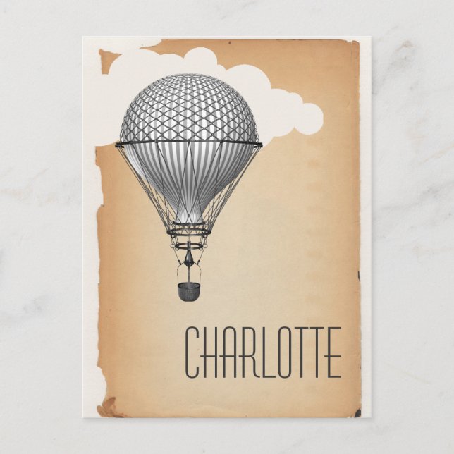 Postal Globo aerostático steampunk (Anverso)