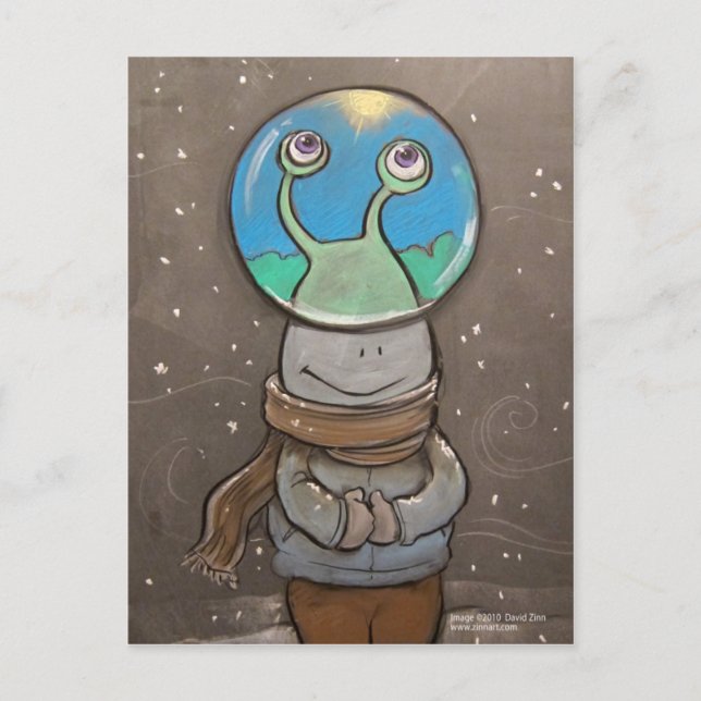 Postal globo antinieve de sluggo (Anverso)