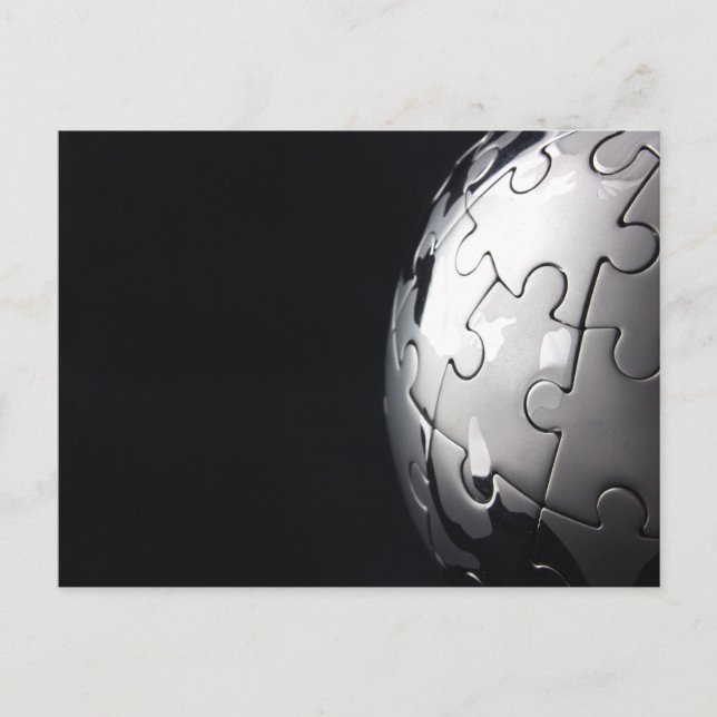 Postal Globo cromado con fondo negro (Anverso)