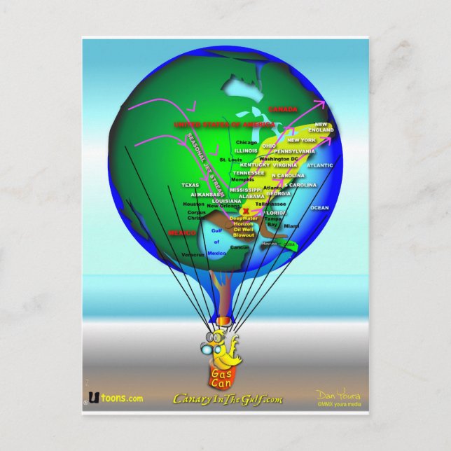 Postal Globo de aire caliente canario (Anverso)