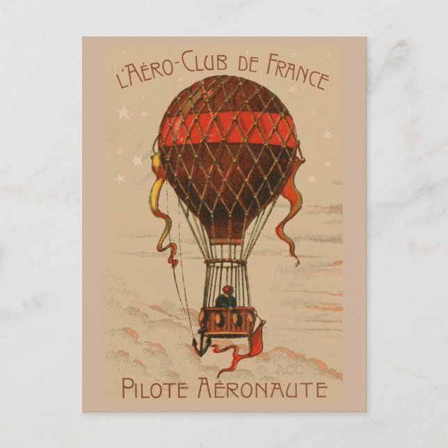 Postal Globo de aire caliente L'Aero-Club de France (Anverso)