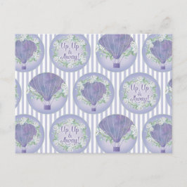 Postal Globo de aire caliente morado - Tiras de Lavanda L