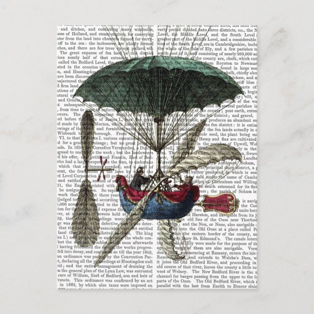 Postal Globo de aire caliente Place Du Louvre (Anverso)