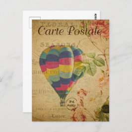 Postal Globo de aire caliente retro colorido