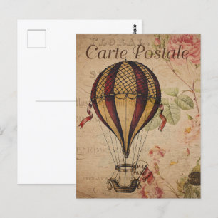 Postal Globo de aire caliente retro vintage