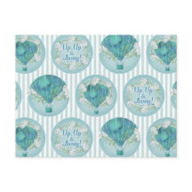 Globo de aire caliente turquesa - Rayas blancas Aq