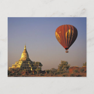 Postal Globo de aire caliente y templo Shwesandaw, Bagan