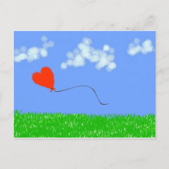 Postal Globo de corazón feliz (Anverso)