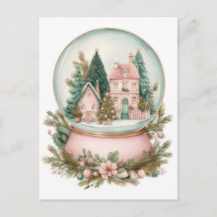 Postal Globo de nieve de Navidad Pastel festivo y elegant
