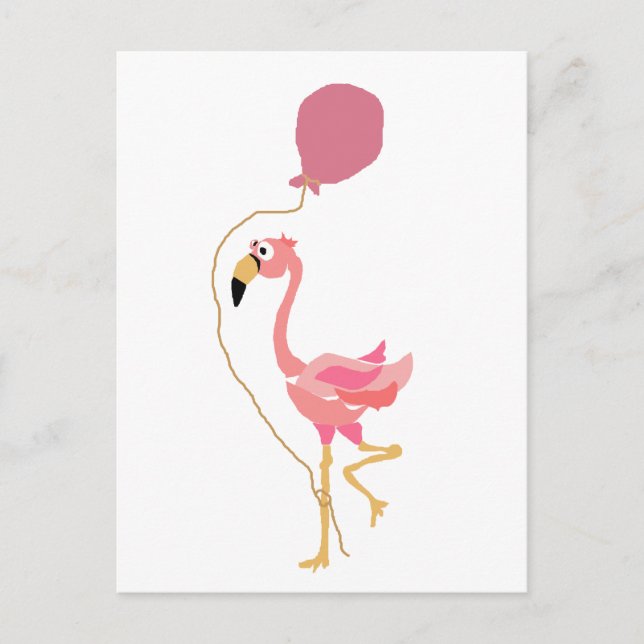 Postal Globo de retención de flamenco rosa (Anverso)