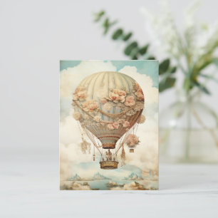 Postal Globo de Rosa Rosa Pastel Teal Cuento de Hadas Vic