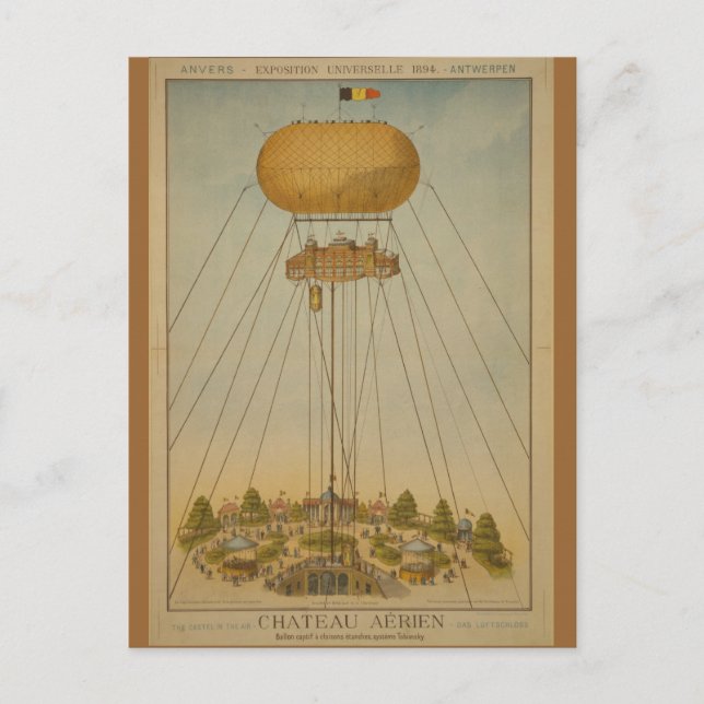 Postal Globo del Castillo de Aire de Antwerp Expo 1894 (Anverso)
