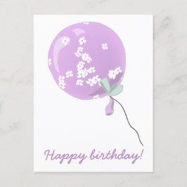 Postal Globo Floral Morado Lindo - Cumpleaños de Niños