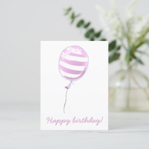 Postal Globo Rayado Rosa Lindo - Cumpleaños de Niños
