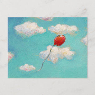 Postal Globo Rojo - cielo azul hermoso arte del día