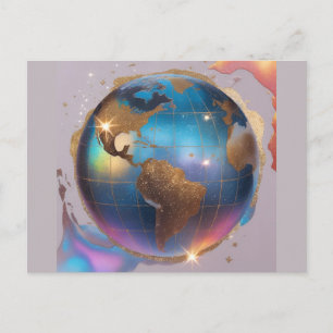Postal Globo terráqueo Sparkly Glitter World – Arte de vi