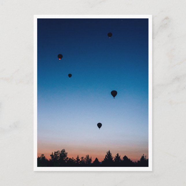 Postal Globos aerostáticos al amanecer Foto del desierto  (Anverso)