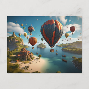 Postal Globos aerostáticos volando sobre la isla