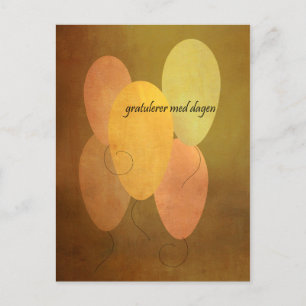 Postal Globos amarillos Noruega Feliz cumpleaños