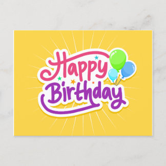 Postal Globos Brillantes Feliz Cumpleaños