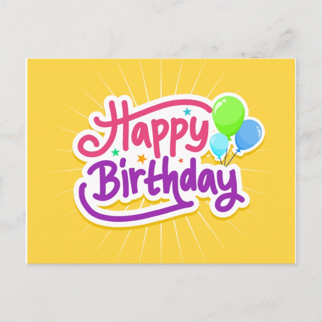 Postal Globos Brillantes Feliz Cumpleaños (Anverso)