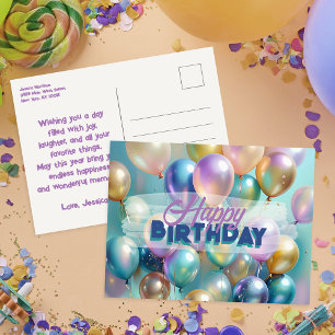 Postal Globos Coloridos Brillantes Festivos Vibrantes Cum