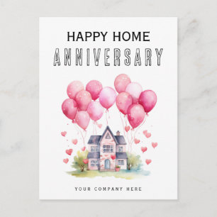 Postal Globos con Corazones Aniversario Casa Agente Inmob