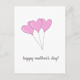 Postal Globos con forma de corazón rosado feliz Día de la
