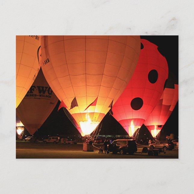 Postal Globos de aire caliente brillo nocturno (Anverso)