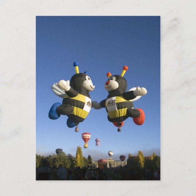 Postal Globos de aire caliente de abejas con burbujas Tar (Anverso)